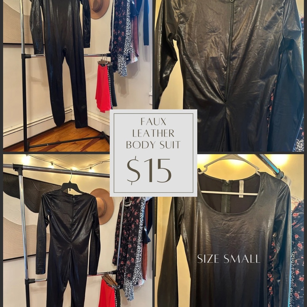 Black Faux Leather (Wetlook) Bodysuit